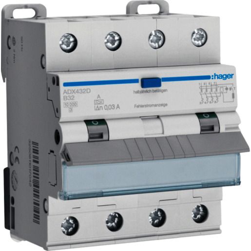 Hager FI-LS 4P 10KA B-32A 30MA A / HAGER ADX432D
