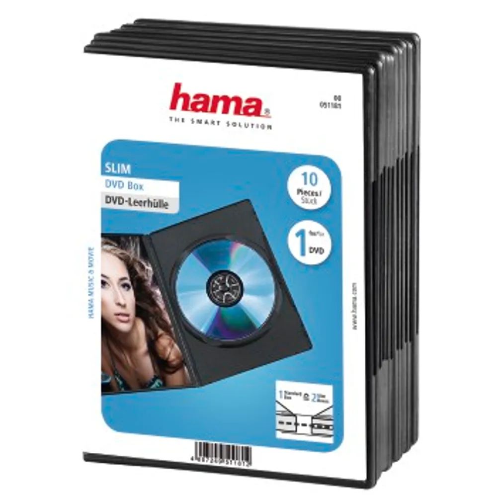 Hama DVD-Leerhülle Slim, 10er-Pack, Schwarz