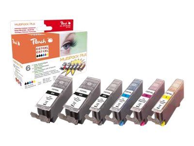 Peach Multi Pack Plus XL - 6er-Pack - Schwarz, Gelb, Cyan, Magenta - kompatibel - Tintenpatrone (Alternative zu: Canon CLI-571BKXL, Canon CLI-571YXL, Canon PGI-570PGBKXL, Canon CLI-571MXL, Canon CLI-571CXL)
