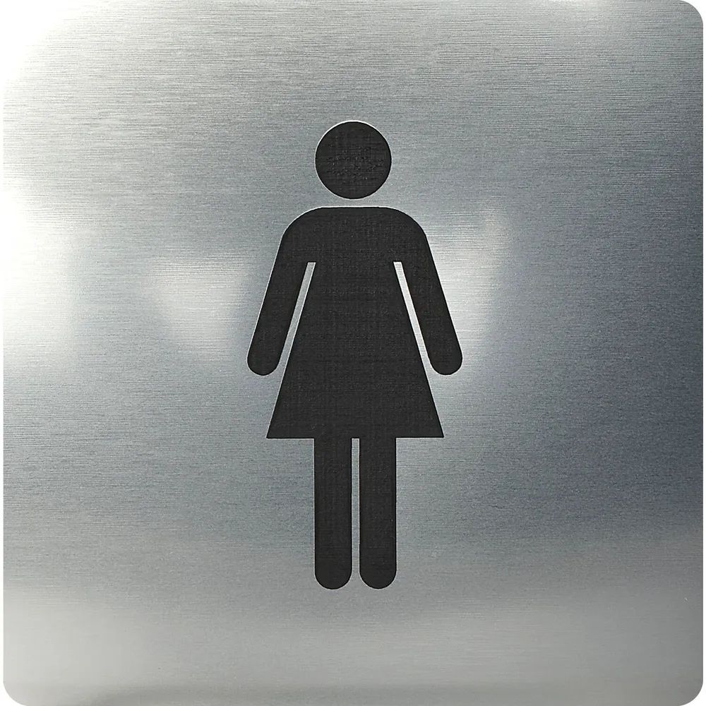 Schachermayer VVP WC Symbol Frau selbstklebend, 100 x 100 mm, Kunststoff Edelstahl-Effekt