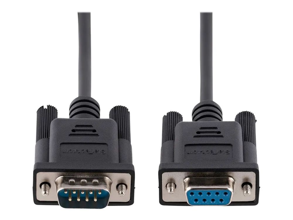 StarTech.com 3m RS232 Serial Null Modem Cable, Crossover Serial Cable w/Al-Mylar Shielding, DB9 Serial COM Port Cable Female to Male, Compatible w/DTE Devices - Tool-Less Design w/Thumbscrews, Black, F/M (9FMNM-3M-RS232-CABLE)