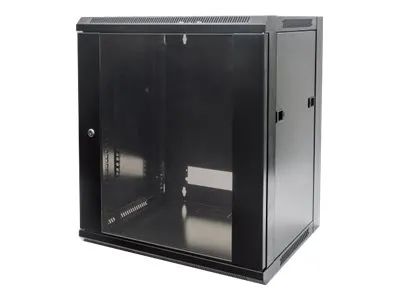 Intellinet Network Cabinet, Wall Mount (Standard), 9U, Usable Depth 260mm/Width 510mm, Black, Flatpack, Max 60kg, 19", Metal & Glass Door, Back Panel, Removeable Sides,Suitable also for use on desk or floor,19",Parts for wall install (eg screws/rawl 