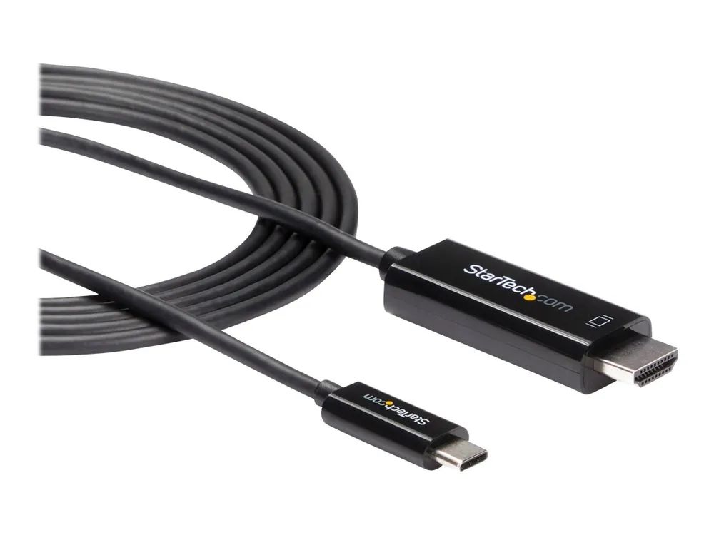 StarTech.com 6ft (2m) USB C to HDMI Cable, 4K 60Hz USB Type C to HDMI 2.0 Video Adapter Cable, Thunderbolt 3 Compatible, Laptop to HDMI Monitor/Display, DP 1.2 Alt Mode HBR2 Cable, Black - 4K USB-C Video Cable (CDP2HD2MBNL)