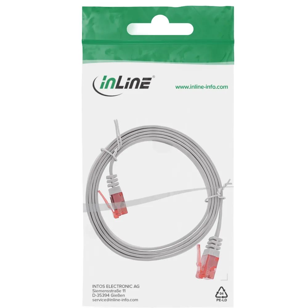 InLine Patchkabel flach - U/UTP - Cat.6 - grau - 1m