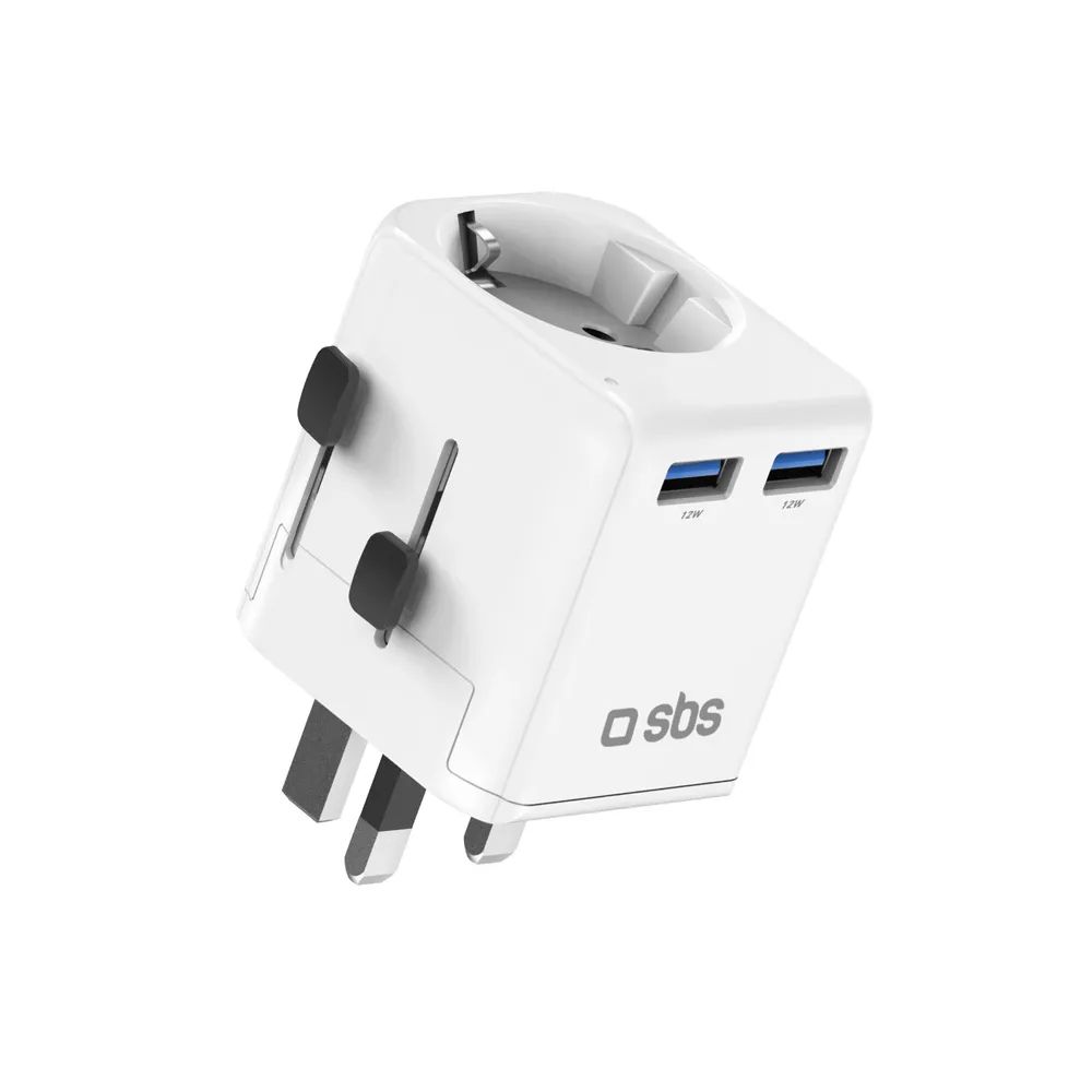 SBS Universal-Reiseadapter Welt, 2x USB-A, 12W