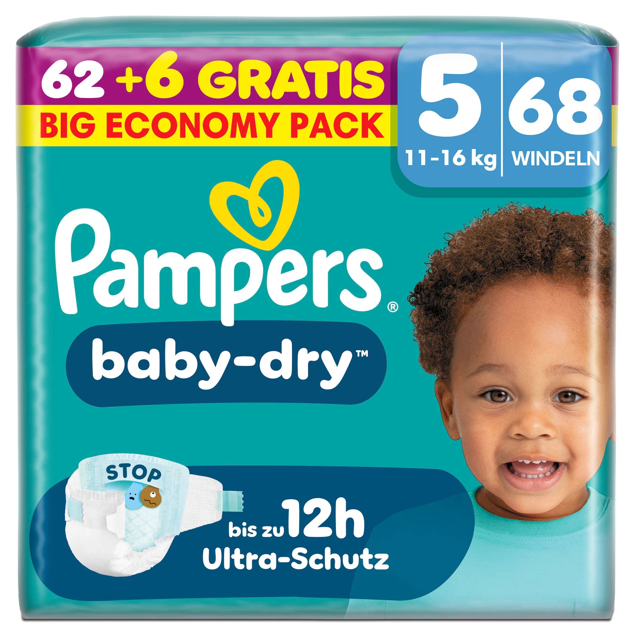 Pampers Baby Dry Gr.5 Junior 11-16kg BigEco Overfill, 68 Stk.