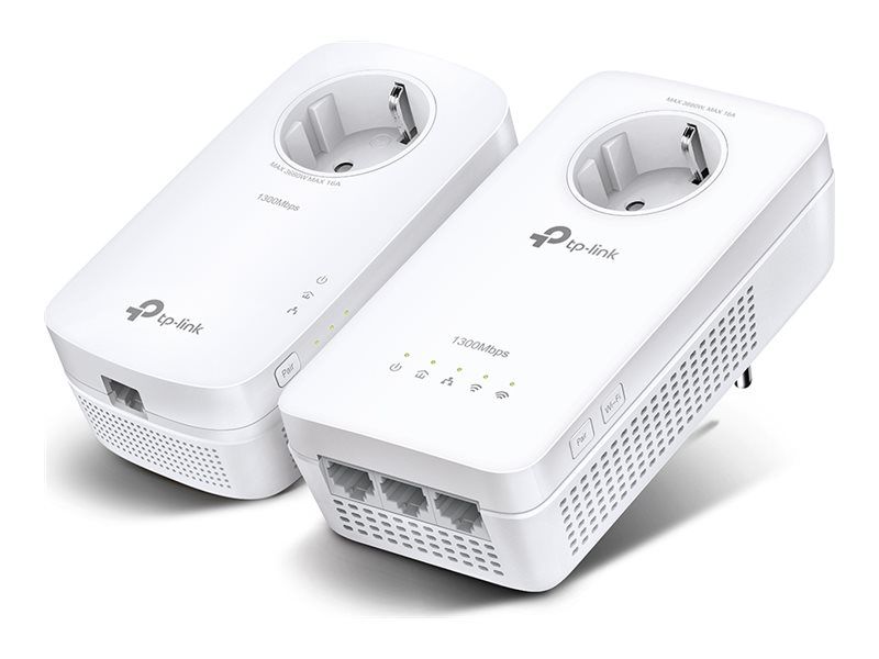 TP-LINK TL-WPA1300P KIT V4 - Wi-Fi Kit - Powerline Adapterkit 3-Port-Switch - 1GbE, IEEE 1901, HomePlug AV (HPAV)