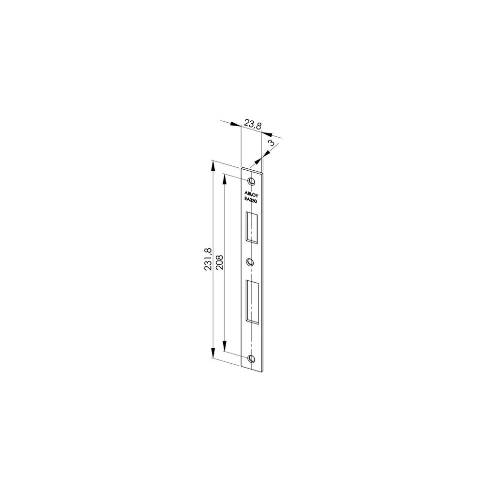 Assa Abloy Schließblech EA 330 für Elektro-Sicherheitsschlösser, 231,8 x 23,8 x 3 mm