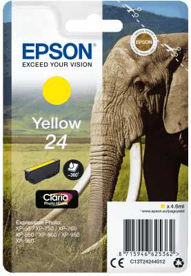 Epson 24 Tinte Elefant Single, Standard, gelb