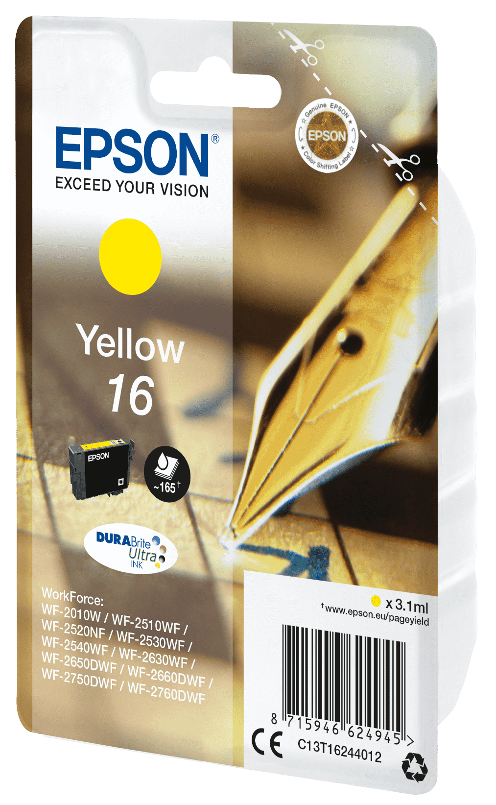 Epson 16 Tinte Füller Single, Standard, gelb