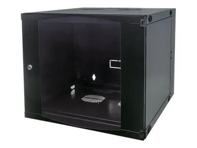 Intellinet Network Cabinet, Wall Mount (Double Section Hinged Swing Out), 6U, Usable Depth 235mm/Width 465mm, Black, Flatpack, Max 30kg, Swings out for access to back of cabinet when installed on wall, 19", Parts for wall install (eg screws/rawl plug