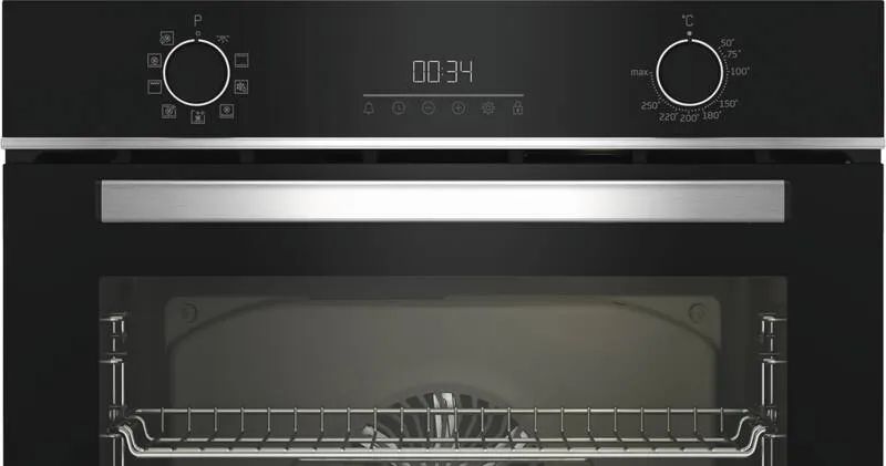 Beko BBIMA13300XS Multifunktionsbackofen mit SoftClose Door, Edelstahl und Schwarzes Glas