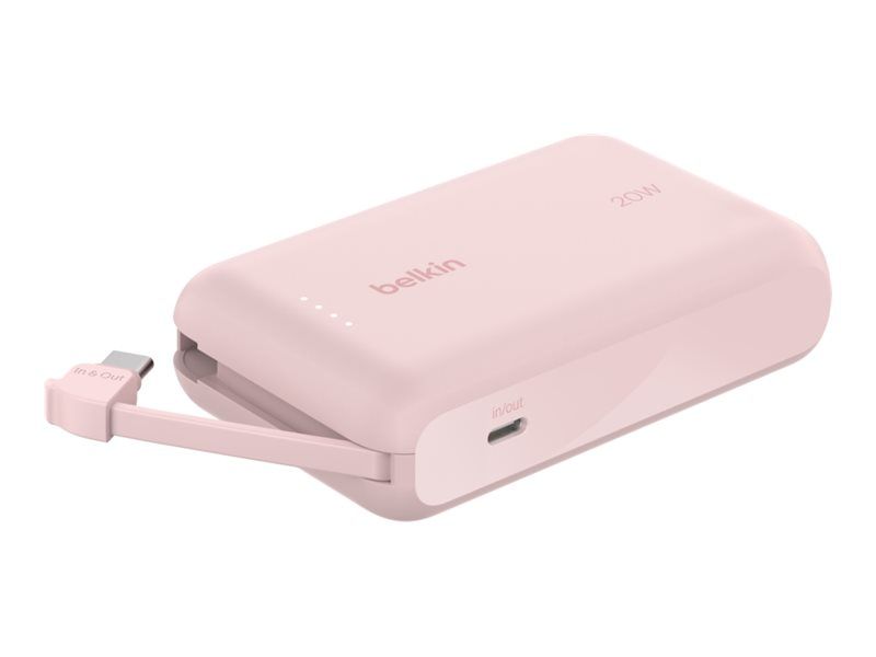 Belkin 10k PD20w Integrated USB-C Cable Power Bank Pink