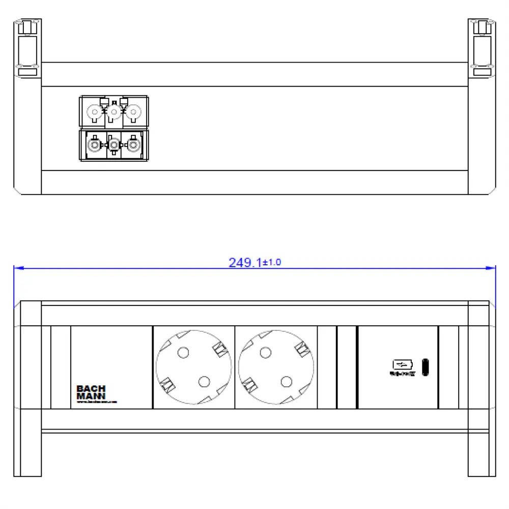 BACHMANN DESK 2xSchutzkontakt USB C, USB Charger 30W GST18