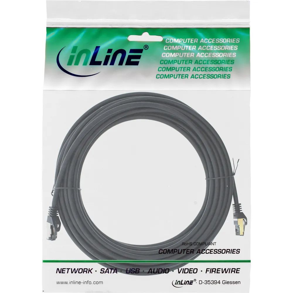 InLine Patchkabel - S/FTP (PiMf) - Cat.8.1 - 2000MHz - halogenfrei - schwarz - 7,5m