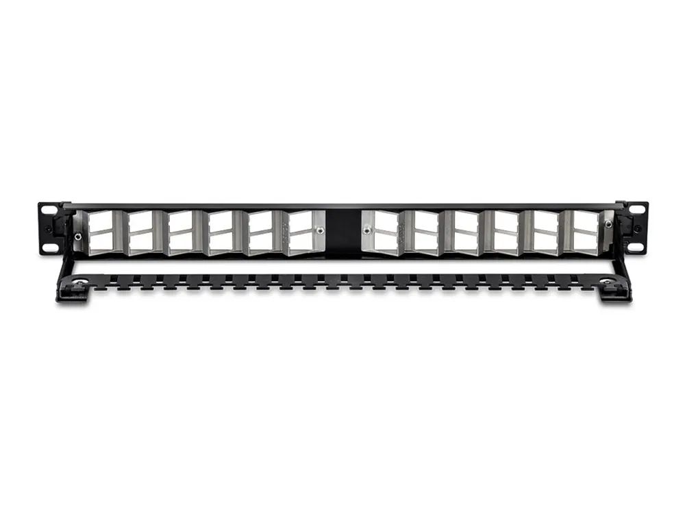 TRENDnet TC-KP24SA - Patch Panel - abgewinkeltes geschirmtes Keystone-Patchpanel - Rack montierbar - CAT 6a - Schwarz - 1U - 48.3 cm (19")