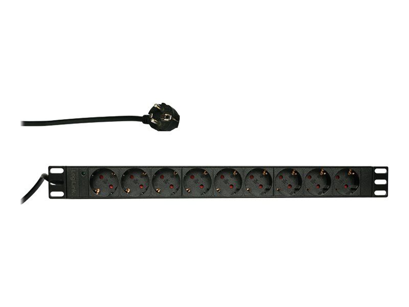 LogiLink Stromverteilungseinheit (Rack - einbaufähig) - Wechselstrom 250 V - Eingabe, Eingang CEE 7/7 - Ausgangsanschlüsse: 9 (Stromversorgung)
