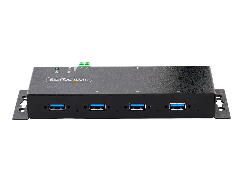 StarTech.com 4-Port Industrial USB 3.0 5Gbps Hub, Rugged USB Hub w/15kV Air/8kV Contact ESD and Surge Protection, DIN/Wall/Desk Mountable USB-A Hub, USB Expansion Hub with Locking Ports - Metal Construction (5G4AINDNP-USB-A-HUB)