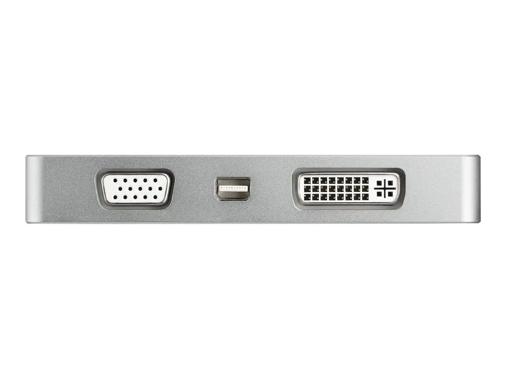 StarTech.com Aluminium Reise A/V Adapter 4-in-1 USB-C auf VGA, DVI, HDMI oder mDP - USB Type-C Adapter - 4K - Videoadapter - 24 pin USB-C männlich zu HD-15 (VGA)