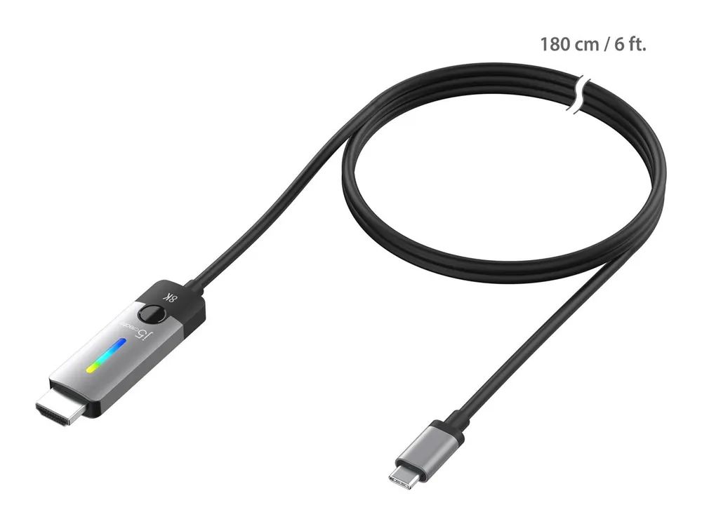 j5create JCC157 - Adapterkabel - 24 pin USB-C männlich zu HDMI männlich - 1.8 m - abgeschirmt - Weltraum grau/schwarz - unterstützt 4K 144 Hz (3840 x 2160)