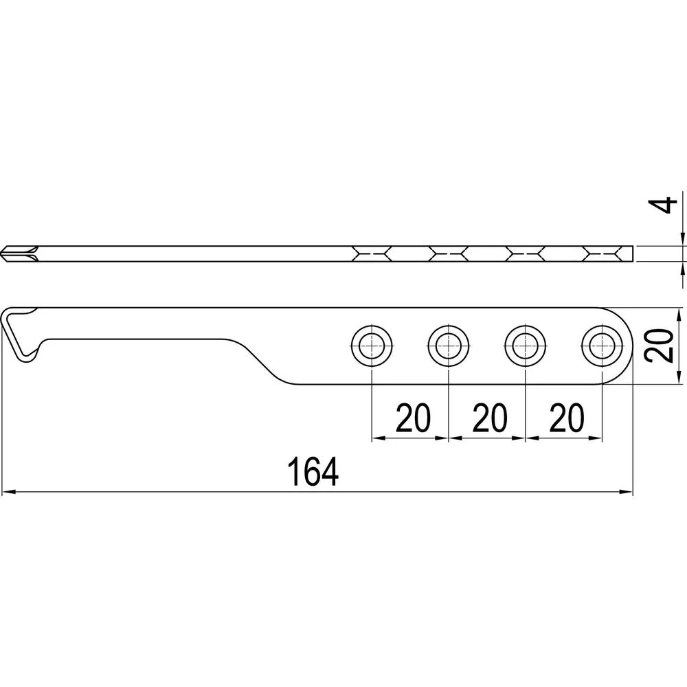 ABS Innovation GmbH  IMH-ABS Mitnehmerhaken SF, 164 x 20 x 4 mm, universal, DIN, schwarz verzinkt