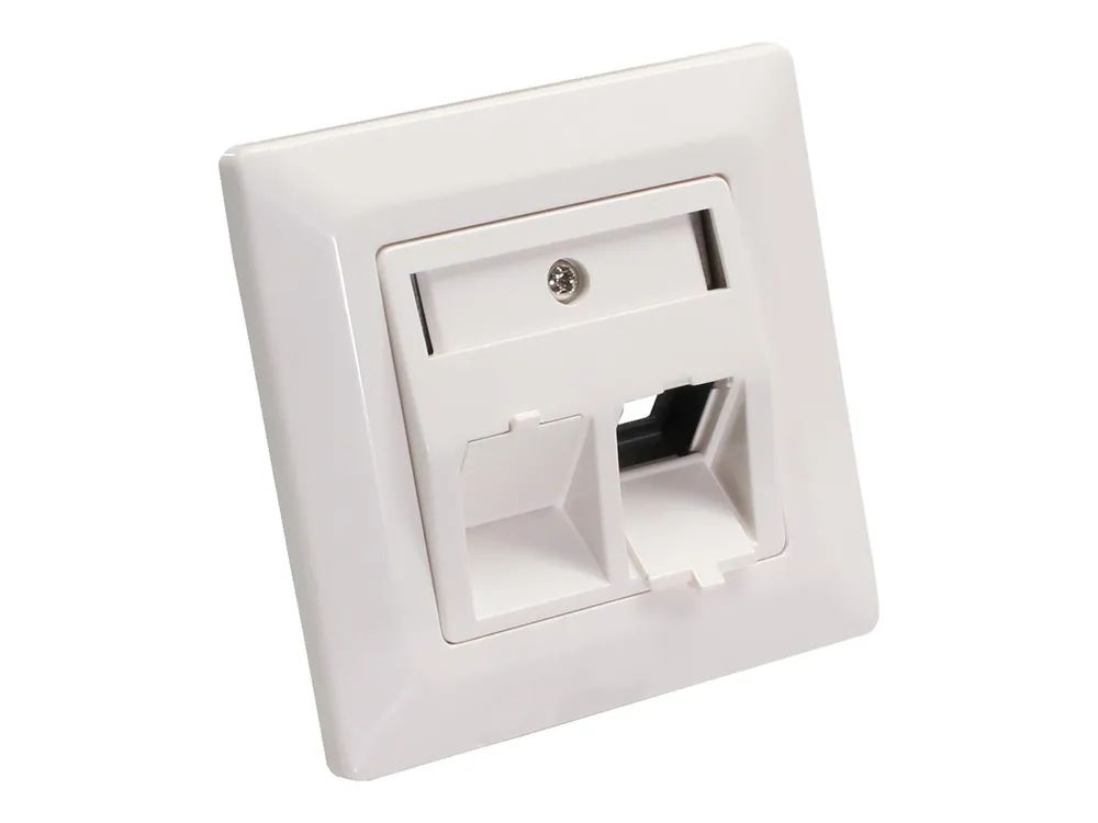 InLine Rahmenset für 2x RJ45 Bu/LSA Einsatz - Keystone SNAP-In - weiß RAL9010