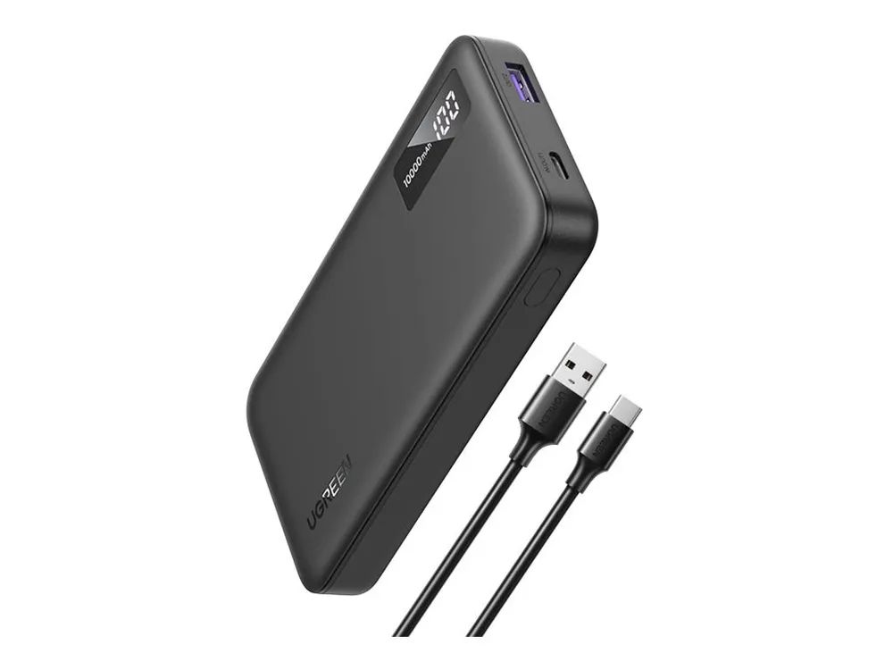 Ugreen Powerbank - 10000 mAh - 20 Watt - 3 A - PD 3.0, Fast Charge, QC 3.0 - 2 Ausgabeanschlussstellen (USB, USB-C)