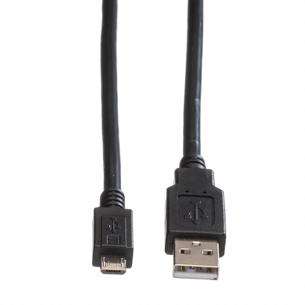 ROLINE USB 2.0 Kabel, USB A ST - Micro USB B ST, schwarz, 0,8 m