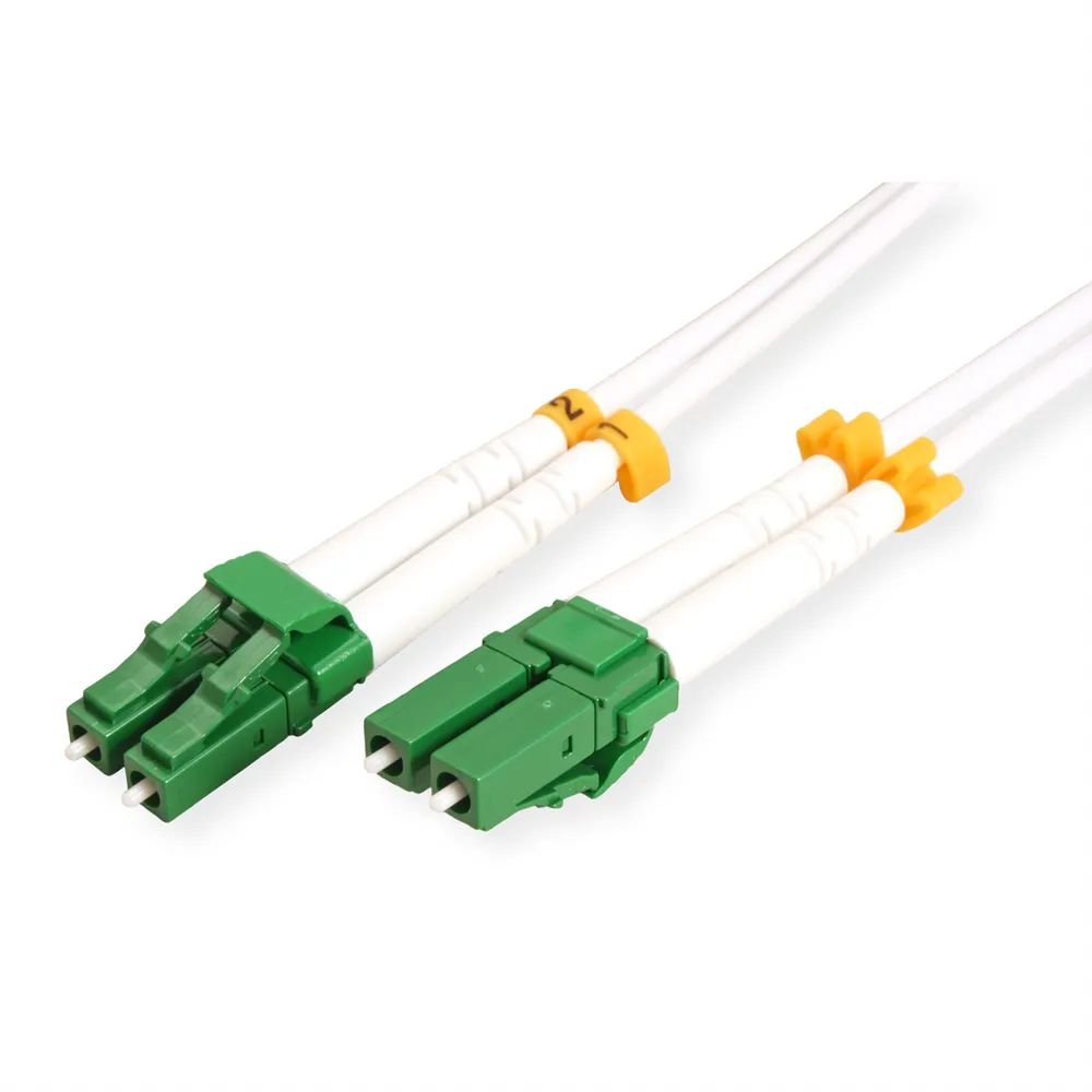 ROLINE LWL-Kabel Duplex, 9/125µm OS2, LC-APC/LC-APC, stahlarmiert, LSOH, weiß, 1 m