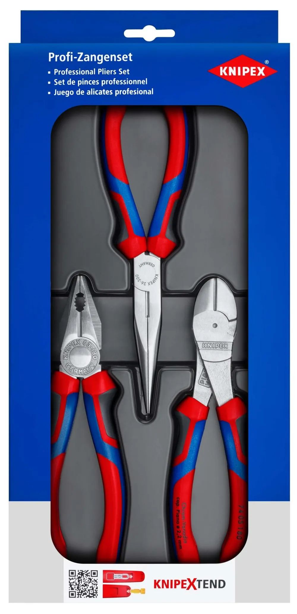 KNIPEX Montage-Paket 1 x 26 15 200, 1 x 03 05 180, 1 x 74 05 180