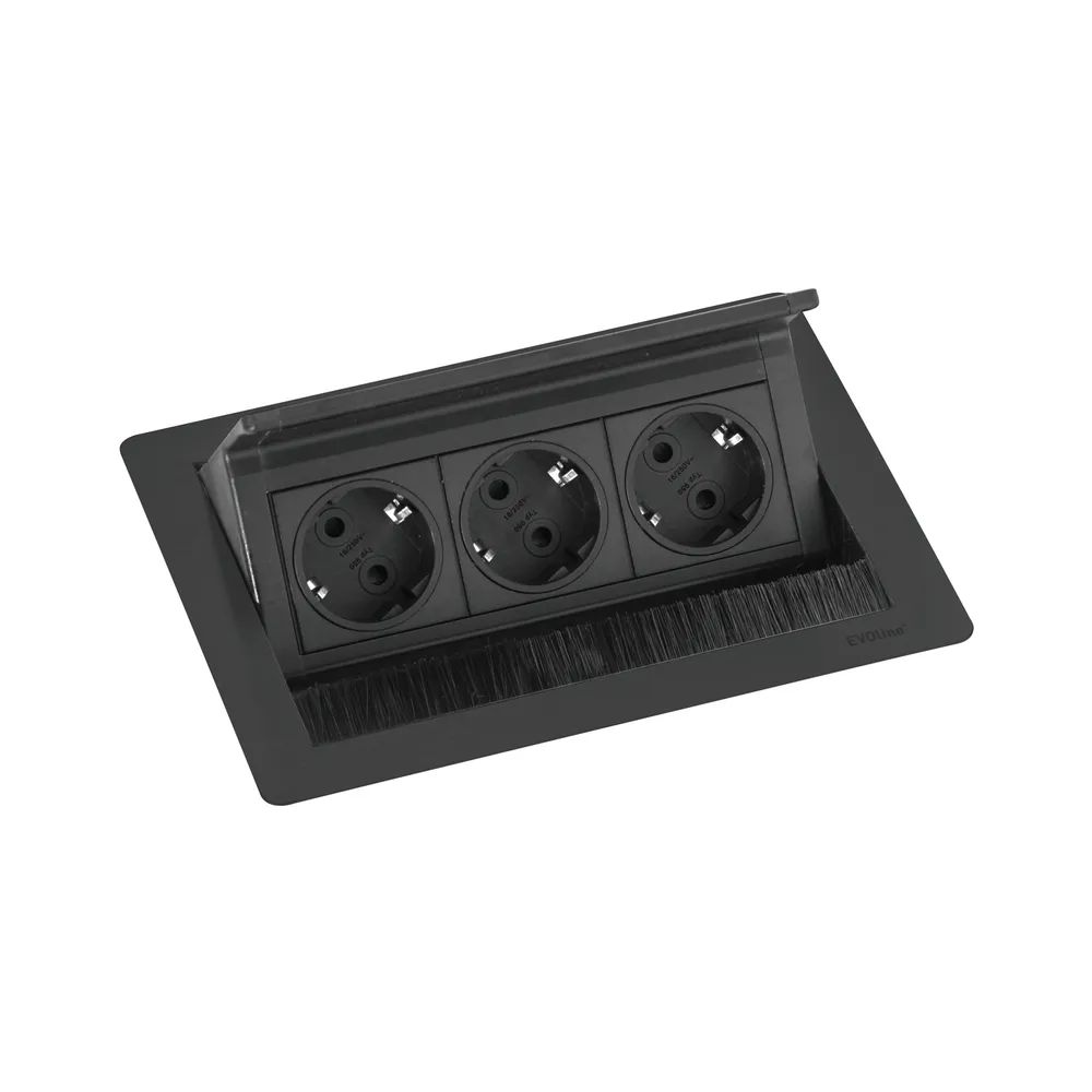 EVOline Flip Top Push S 3xSchuko schwarz