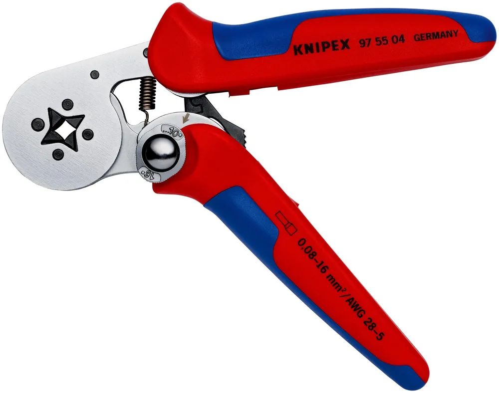 KNIPEX Selbsteinstellende Crimpzange für Aderendhülsen mit Seiteneinführung mit Mehrkomponenten-Hüllen verchromt 180 mm