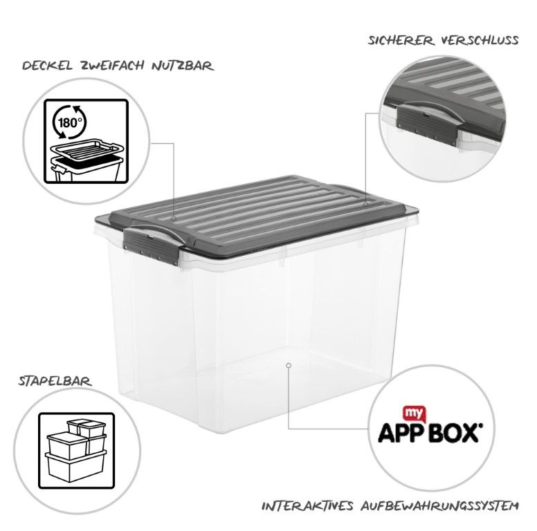 Rotho Stapelbox A4, hoch, 19 l COMPACT