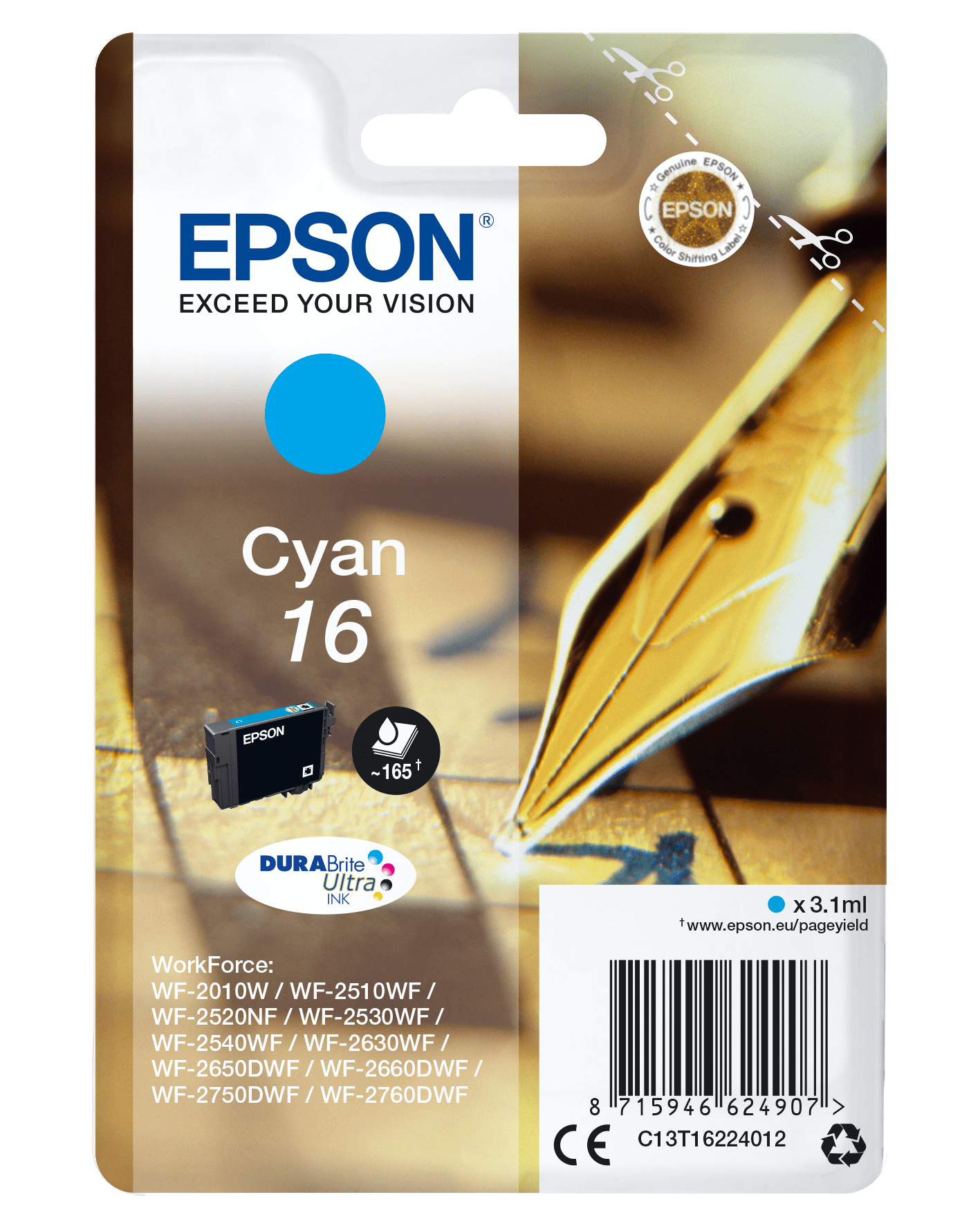 Epson 16 Tinte Füller Single, Standard, cyan