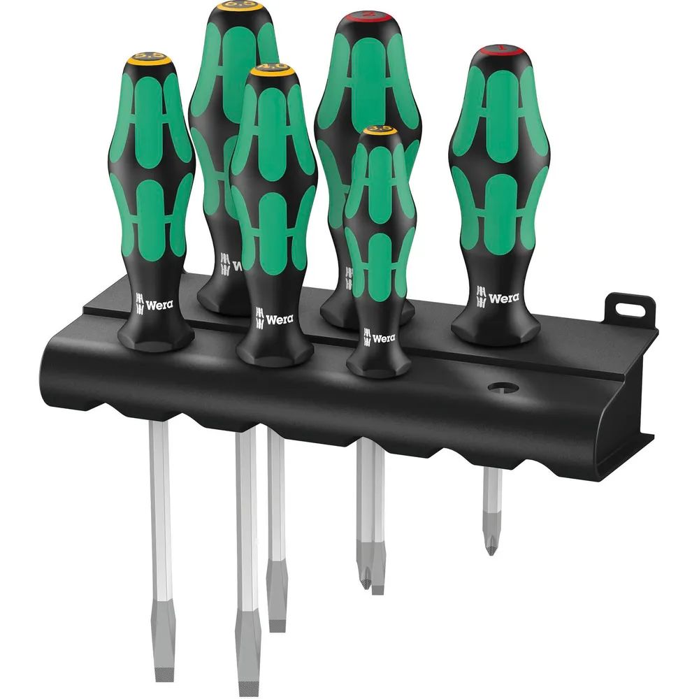 WERA Schraubendreher-Satz 334/355SK/6+Rack Schlitz/Pozidriv 6-teilig