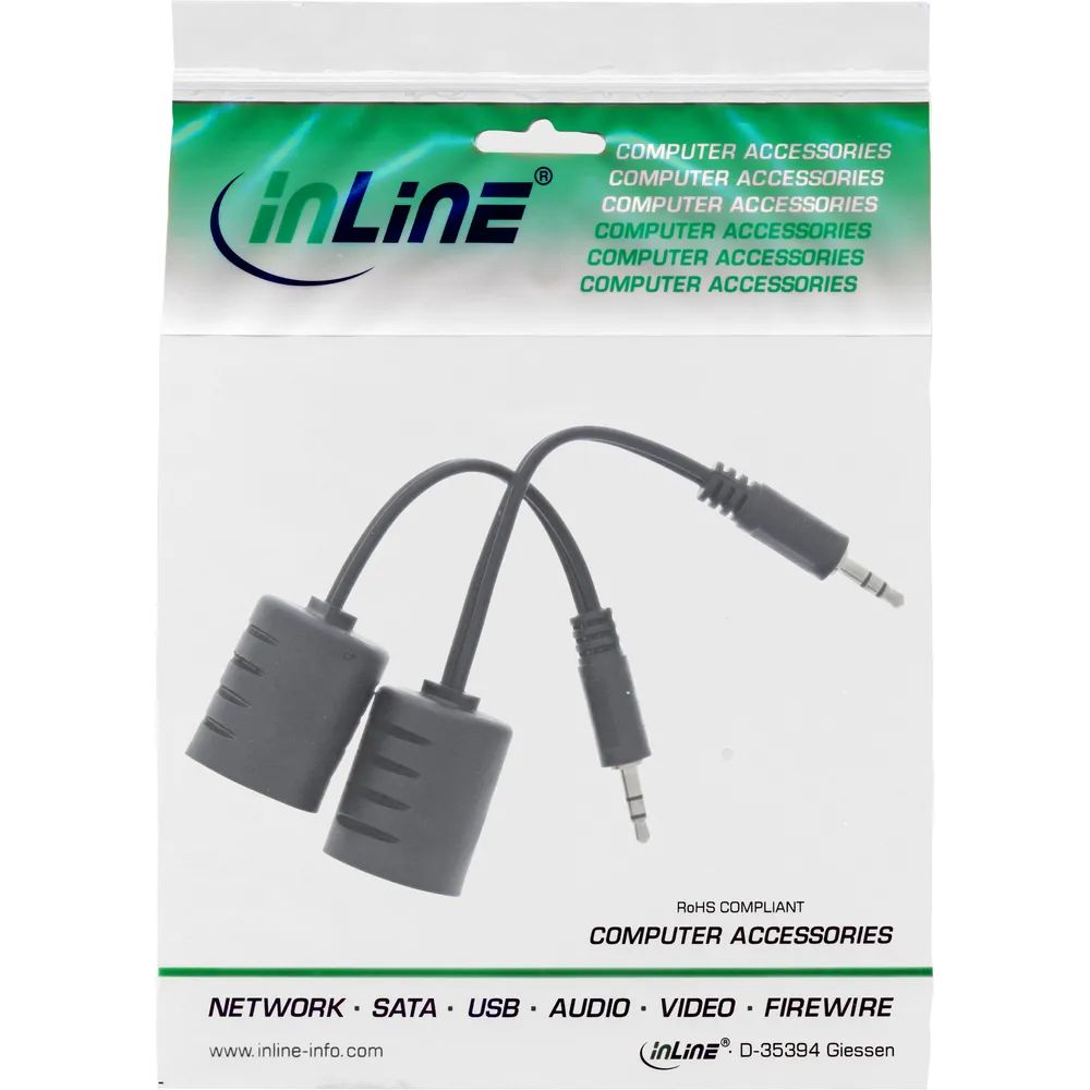 InLine Audio über RJ45 passiv - 2x Klinke 3,5mm Stecker / RJ45 Buchse - max. 50m,