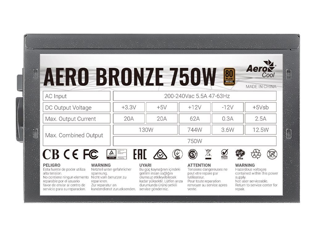 AEROCOOL ADVANCED TECHNOLOGIES AeroCool AERO BRONZE 750W - Netzteil (intern)