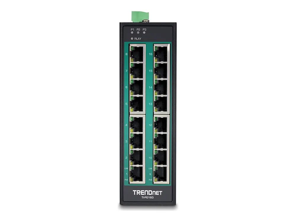 TRENDnet TI-PG160 - Switch - unmanaged - 16 x 10/100/1000 (PoE+)