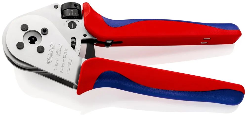 KNIPEX Vierdornpresszange für gedrehte Kontakte mit Mehrkomponenten-Hüllen verchromt 230 mm