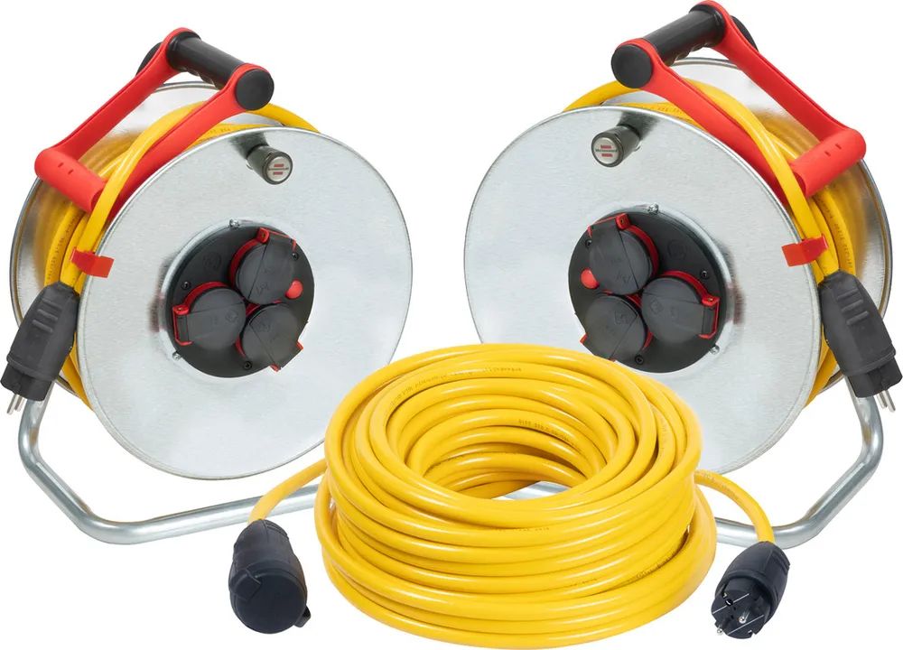 Brennenstuhl Power Set A Stahl Plus IP44 neutral Kabeltrommel 2x33m + Verlängerung 1x33m 3G2,5 AT-N07V3V3