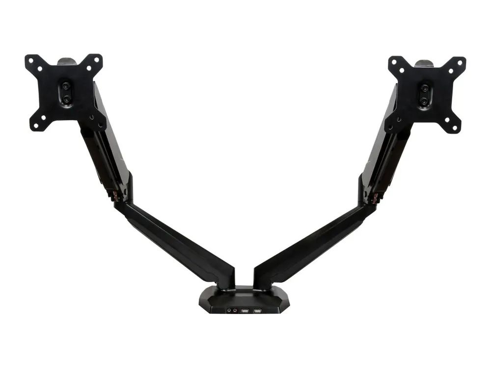 StarTech.com Dual Monitor Halterung mit eingebautem 2 Port USB und Audio Passthrough - Befestigungskit - einstellbarer Arm - für LCD-Display - Aluminium - Schwarz - Bildschirmgröße: 76.2 cm (12"-32")