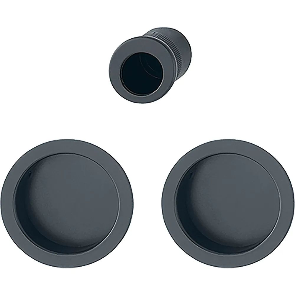 HOPPE Schiebetürmuschel Set 4920 - BL, runde Rosette, Aluminium schwarz matt