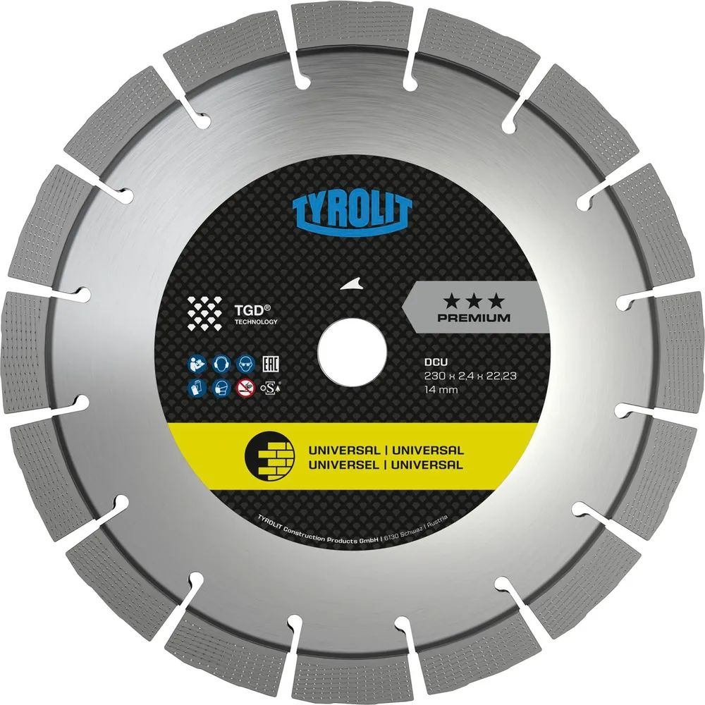 TYROLIT Diamant-Trennscheibe DCU*** TGD 230 x 2,4/14 mm für Baumaterialien