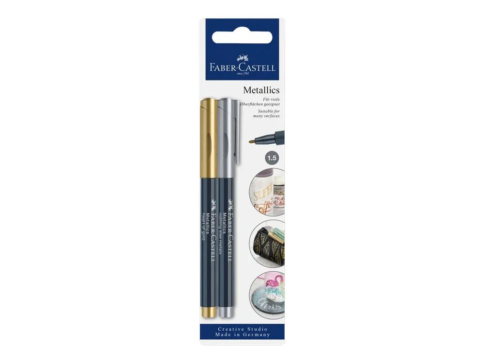 FABER-CASTELL Metallics - Marker - heart of gold, nothing else metals - wasserbasierte Tinte - 1.5 mm (Packung mit 2)