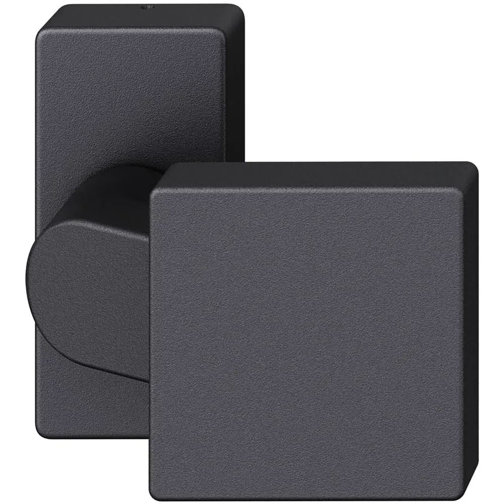 FSB Türknopf 07 0812 auf Rosette eckig, Gewinde M12, Aluminium schwarz matt