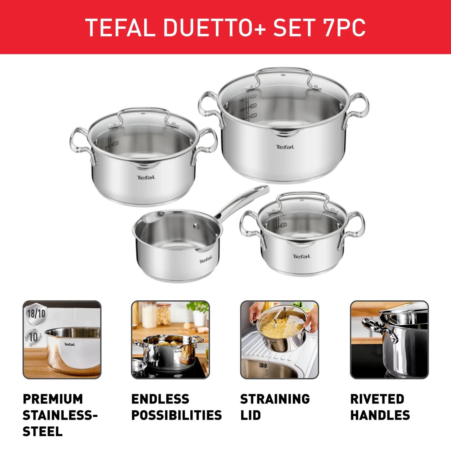 Tefal Duetto+ 7-teiliges Topfset G719S7
