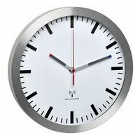 TFA Analoge Funk-Wanduhr mit Aluminium-Rahmen - Wand - Rund - Aluminium - Weiß - Aluminium - Glas - AA