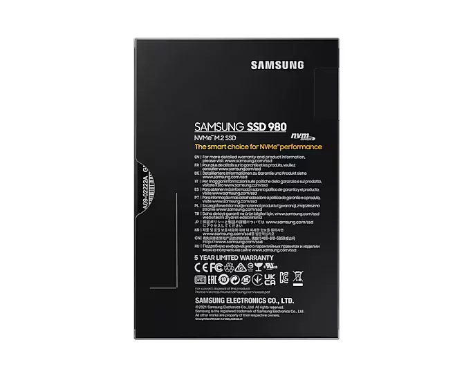 Samsung 980 MZ-V8V1T0BW - SSD - verschlüsselt - 1 TB - intern - M.2 2280 - PCIe 3.0 x4 (NVMe)