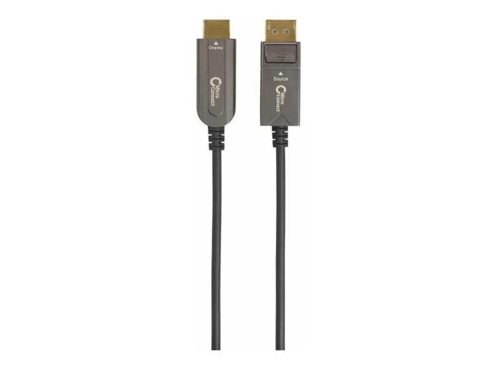 MicroConnect Premium - Adapterkabel - DisplayPort männlich zu HDMI männlich - 30 m - Hybrid Kupfer/Kohlefaser - Schwarz - unterstützt 4K 60 Hz (4096 x 2160)