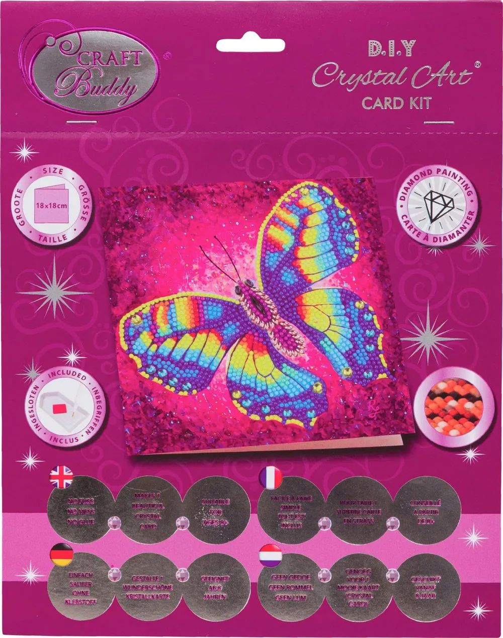 Craft Buddy Ltd. Crystal Art Grußkarte Schmetterling
